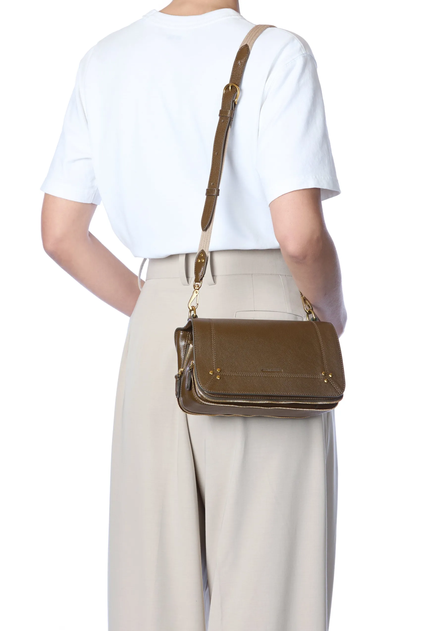 Jérôme Dreyfuss Bandoulière Sangle Fine KakiBuffaloskin Hot