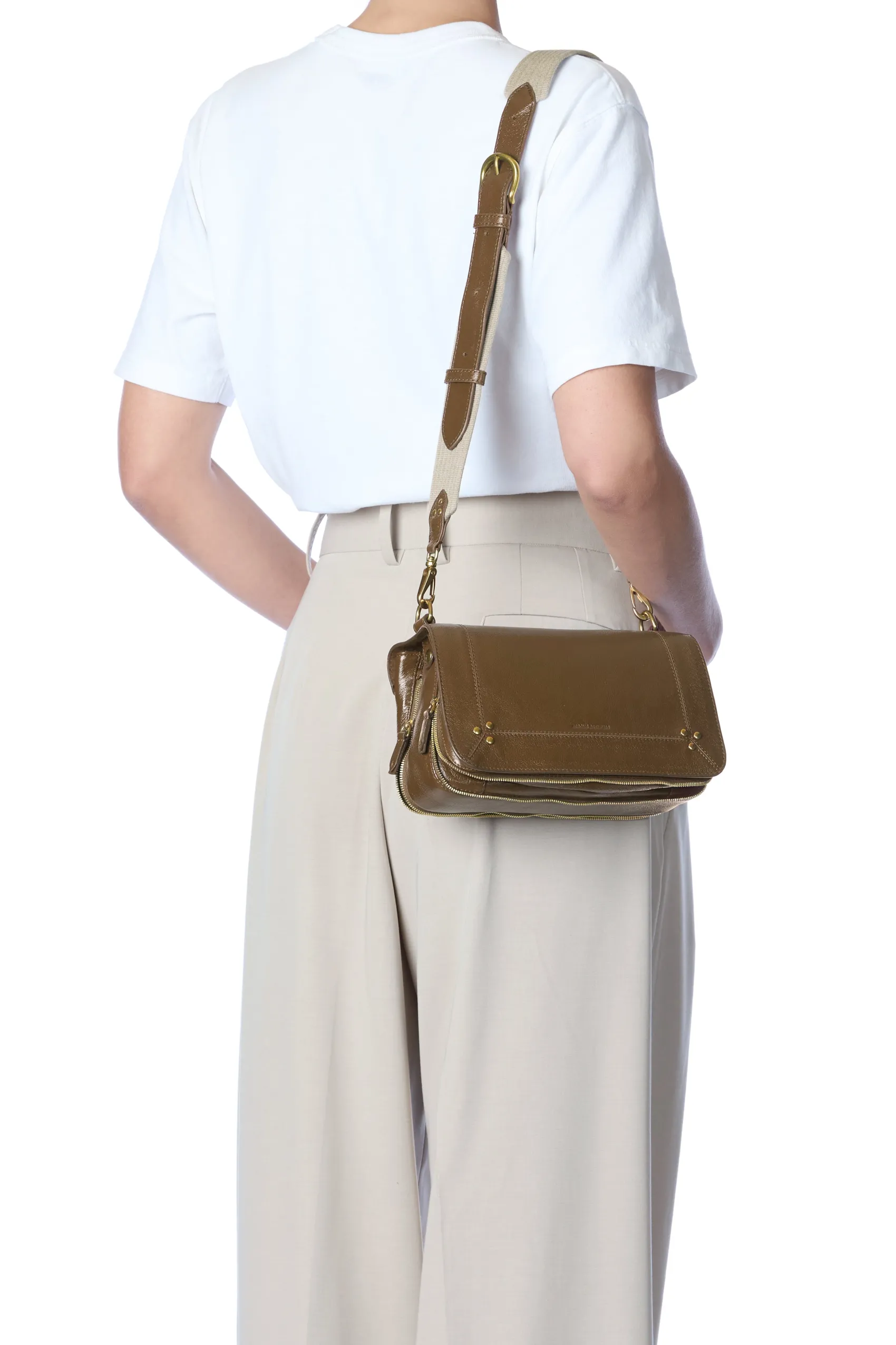 Jérôme Dreyfuss Bandoulière Sangle Large KakiBuffaloskin Cheap