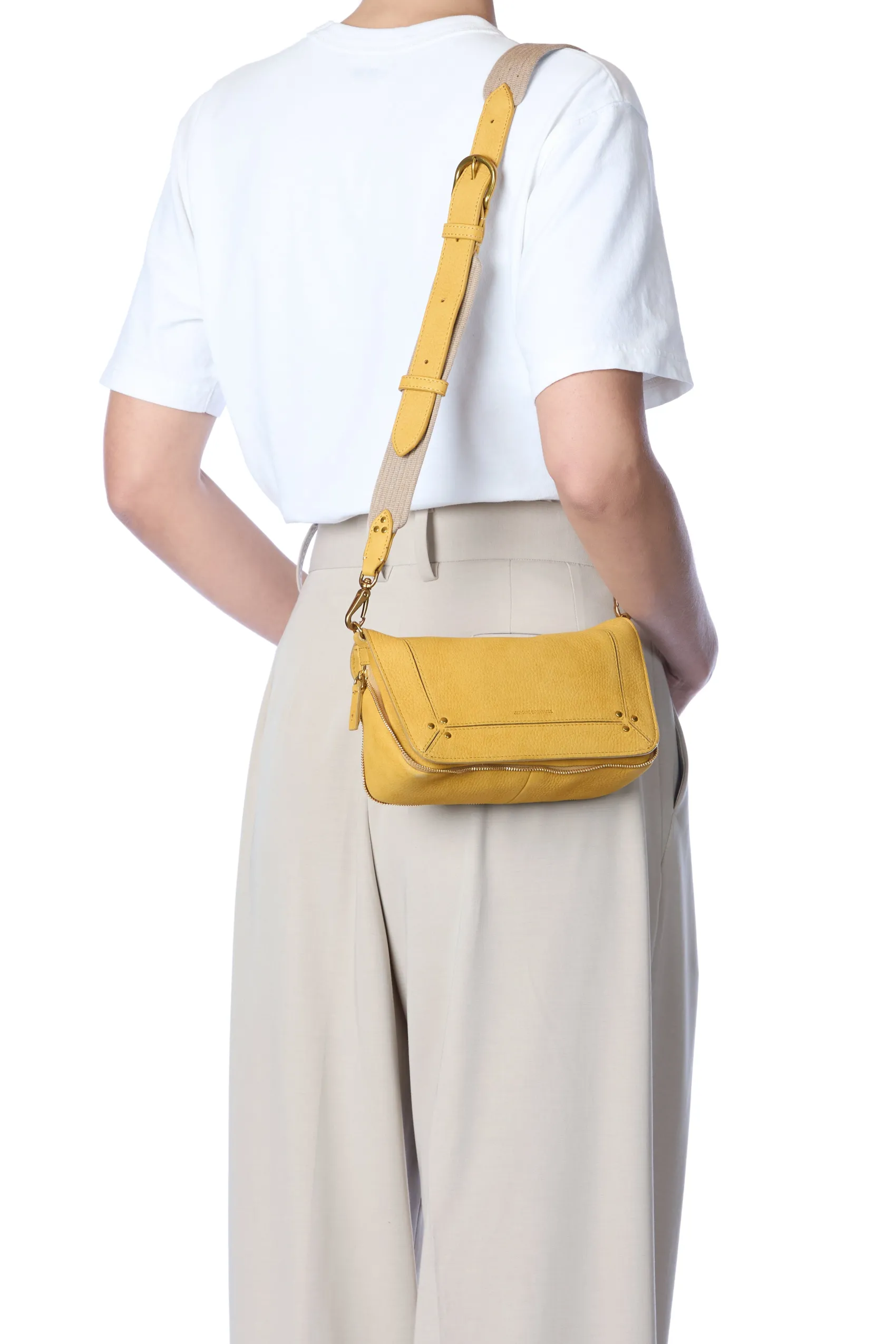 Jérôme Dreyfuss Bandoulière Sangle Large NubuckMimosaCowskin New