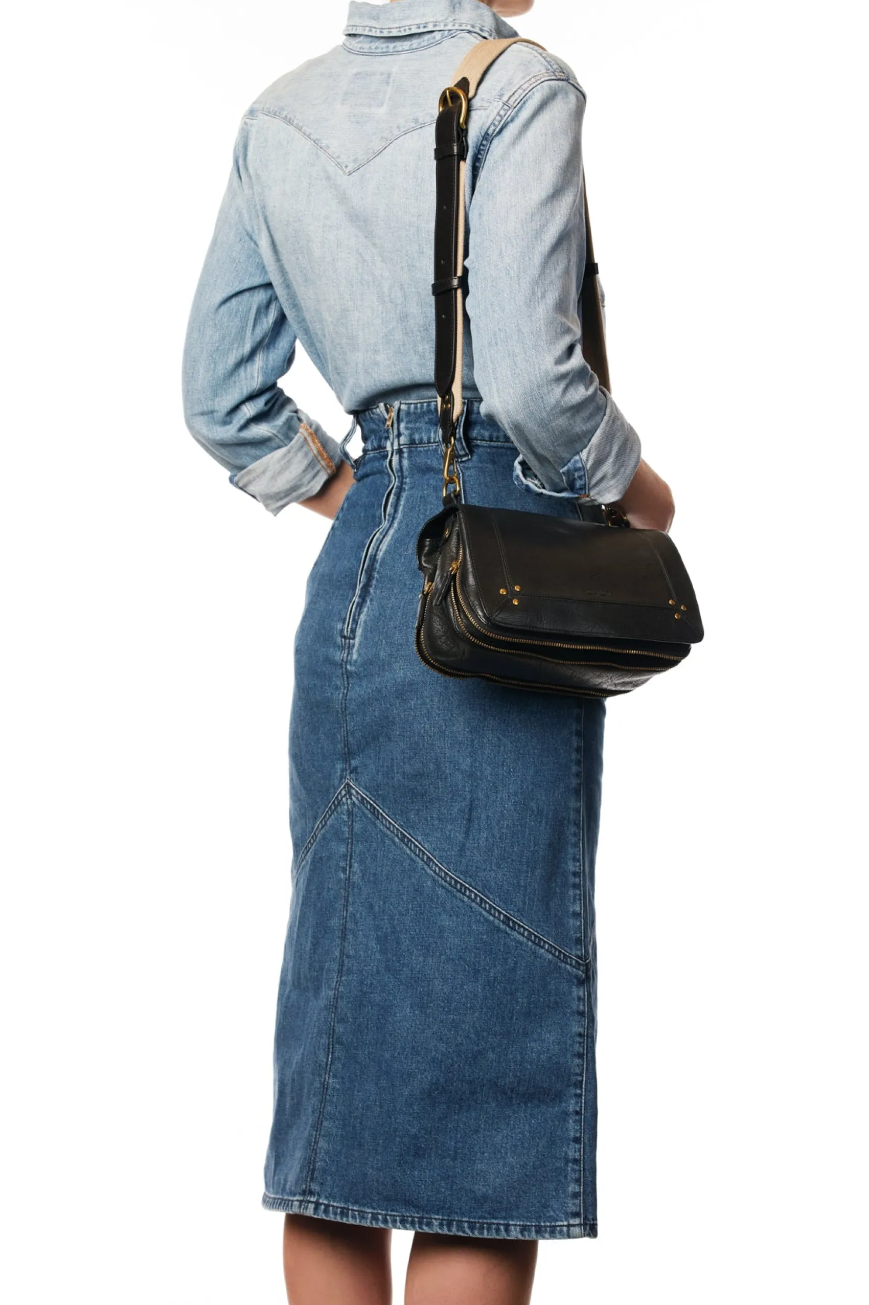 Jérôme Dreyfuss Bandoulière sangle naturelle large NoirBrassCowskin Sale