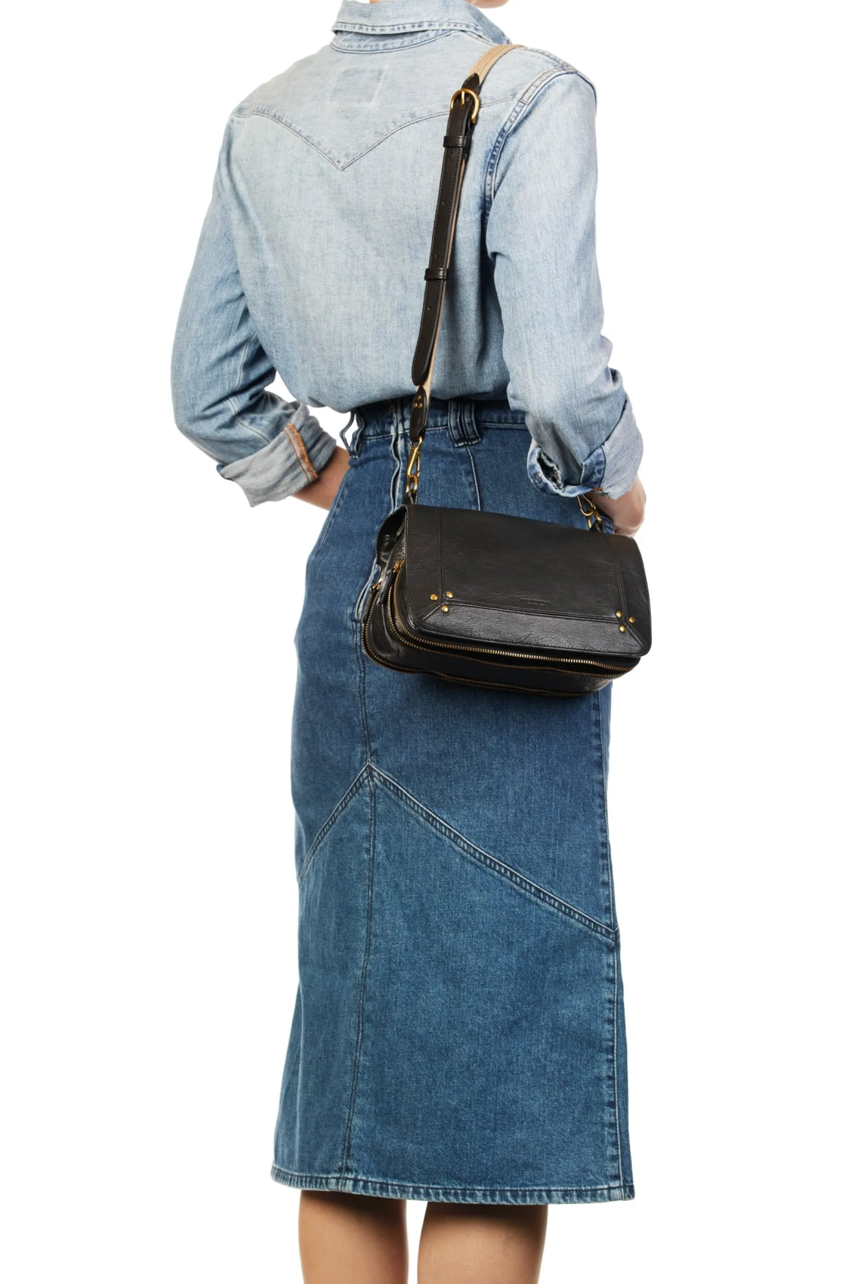 Jérôme Dreyfuss Bandoulière sangle noire fine NaturelleCowskin Hot