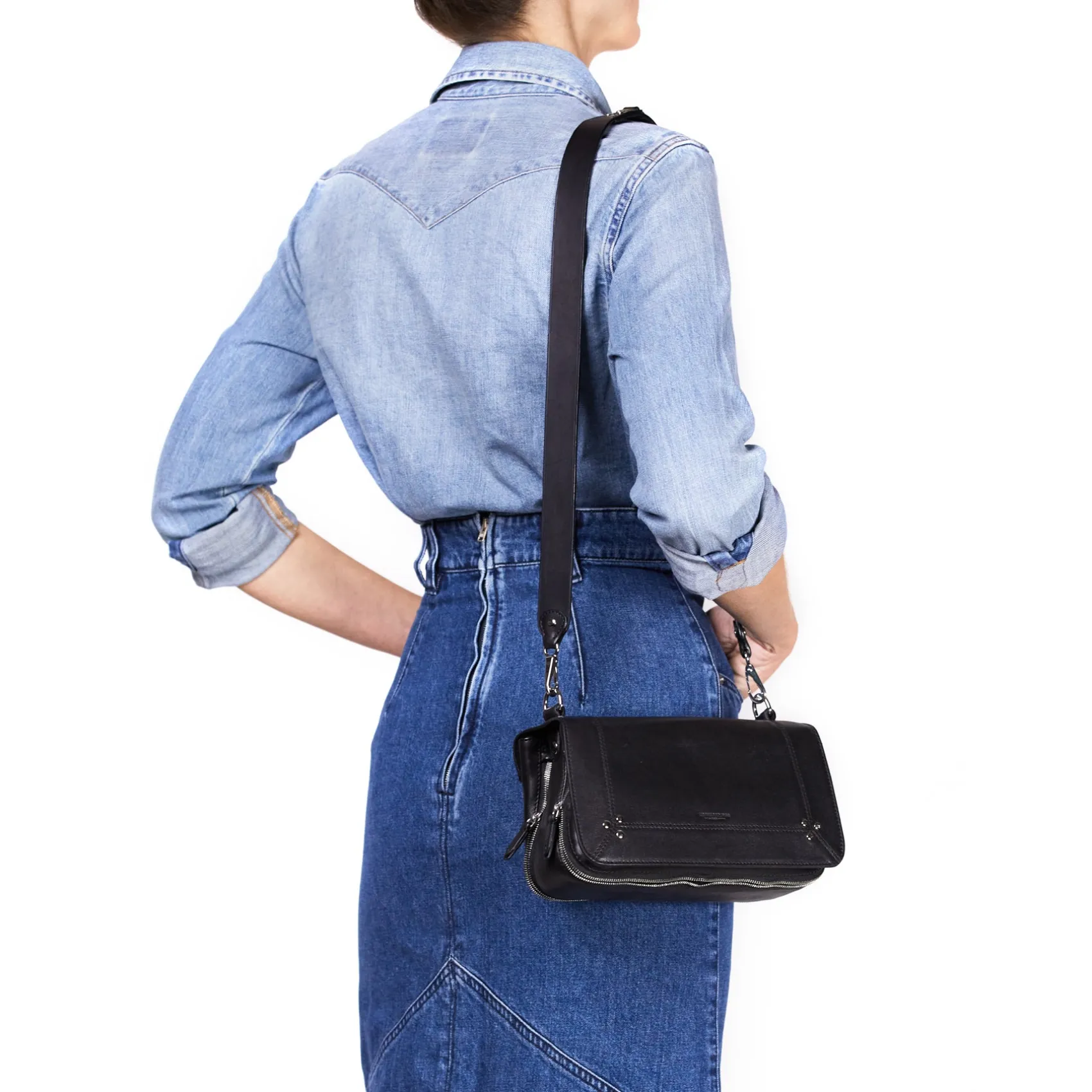 Jérôme Dreyfuss Bandoulière simple NoirSilverCowskin Cheap