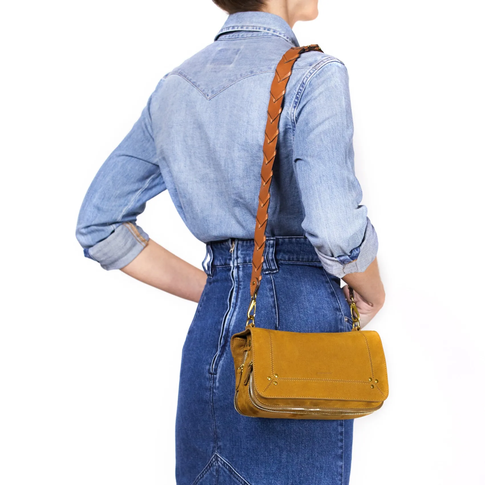 Jérôme Dreyfuss Bandoulière tressée ChêneCowskin Flash Sale