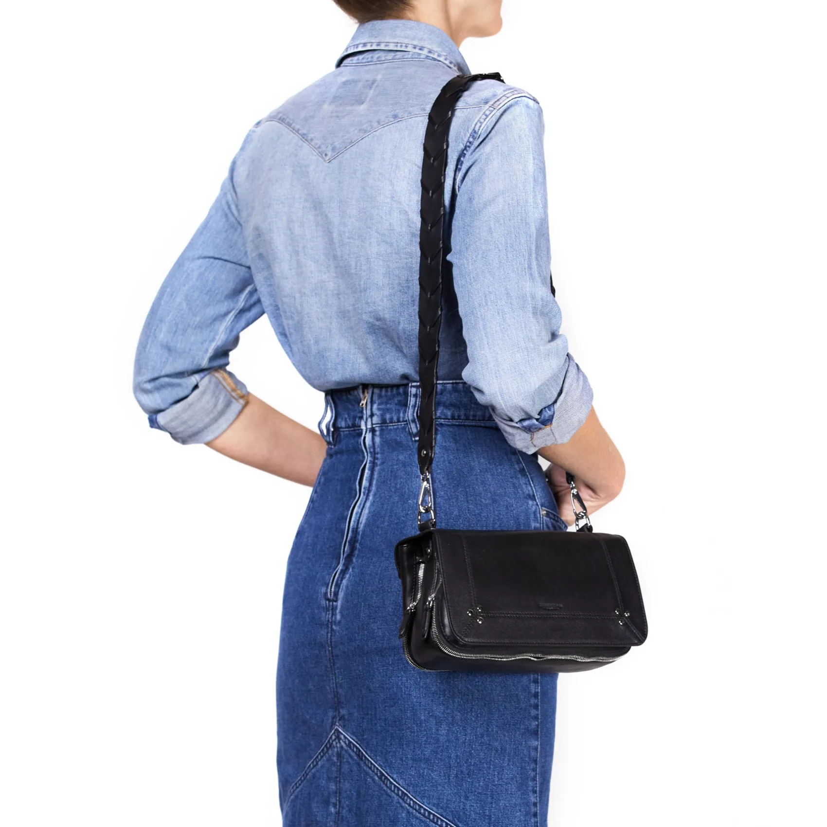 Jérôme Dreyfuss Bandoulière Tressée NoirSilverCowskin Hot