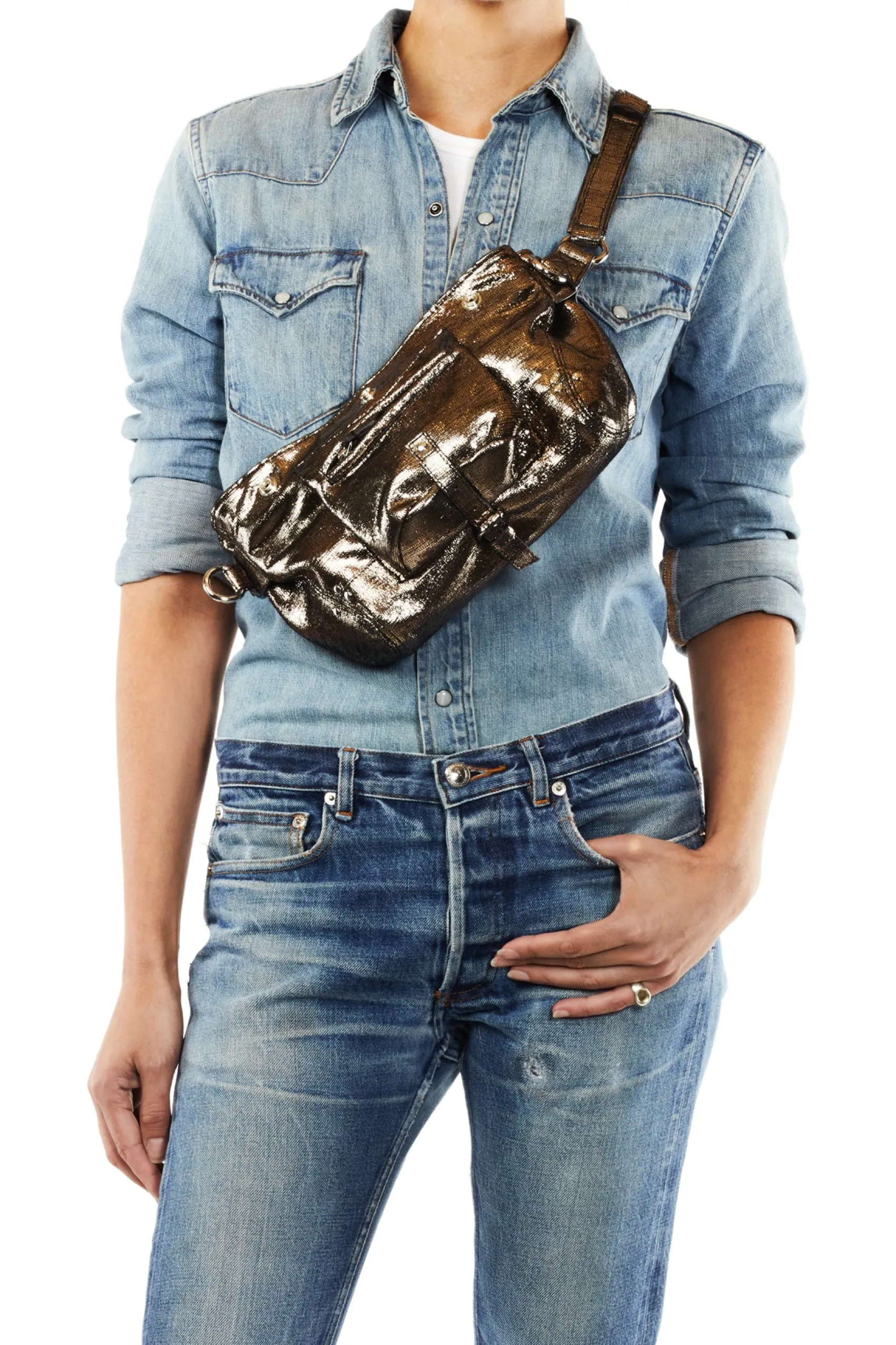 Jérôme Dreyfuss Billy Banane LaméChampagneGoatskin Shop