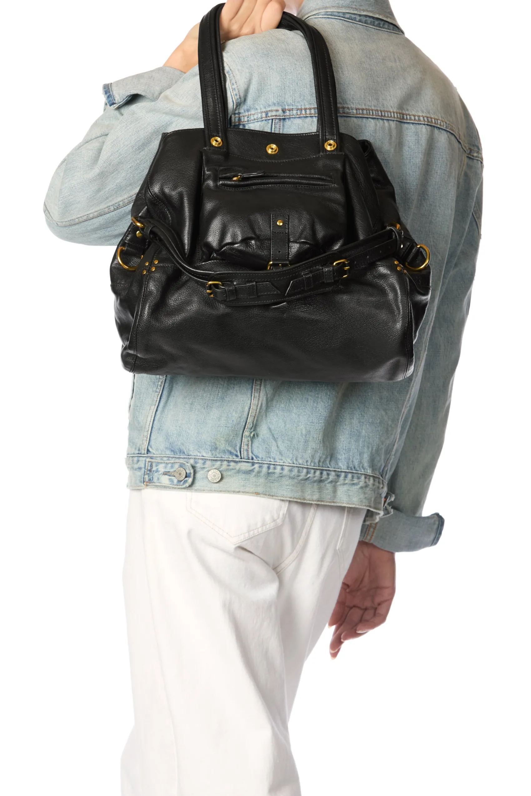 Jérôme Dreyfuss Billy M NoirBrassBuffaloskin Discount