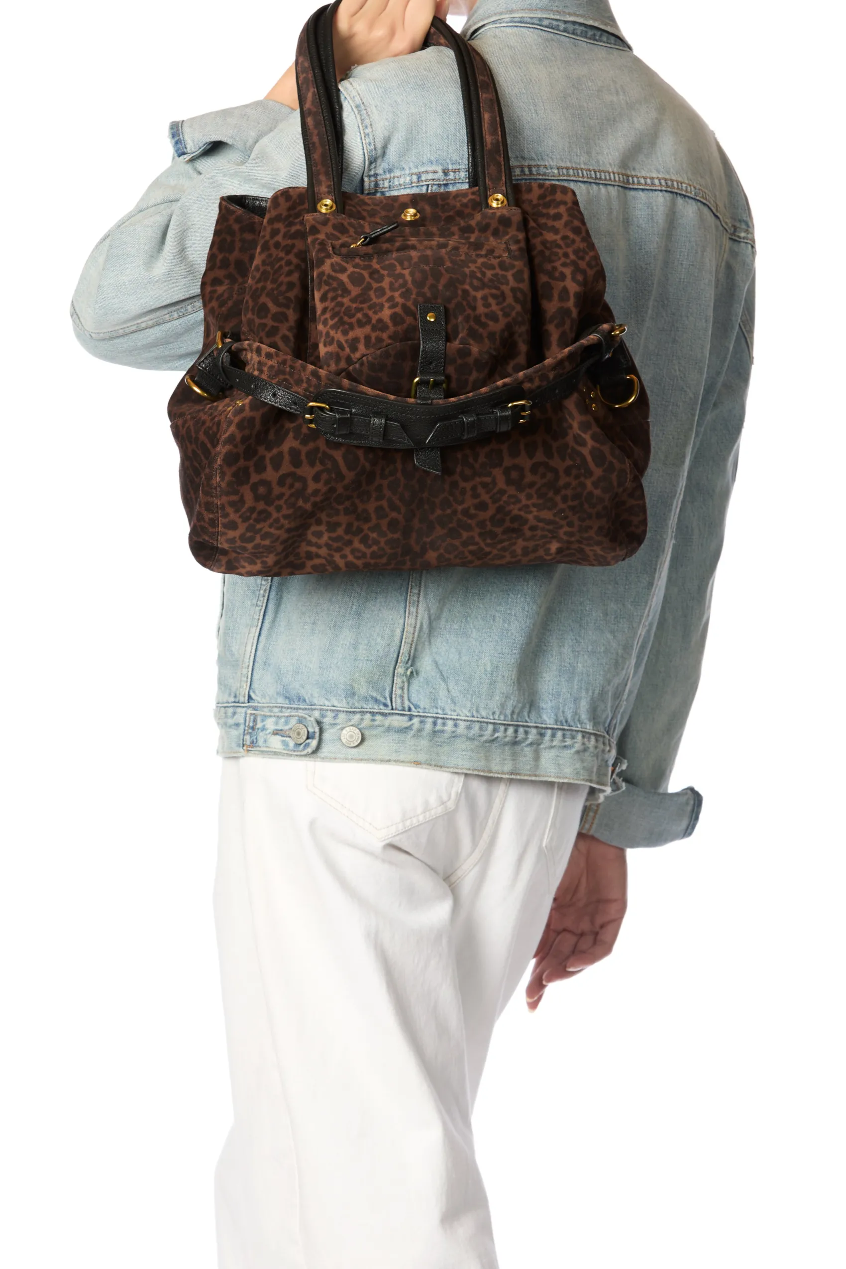 Jérôme Dreyfuss Billy M ImpriméLéopardNaturelSplitSuede Cheap