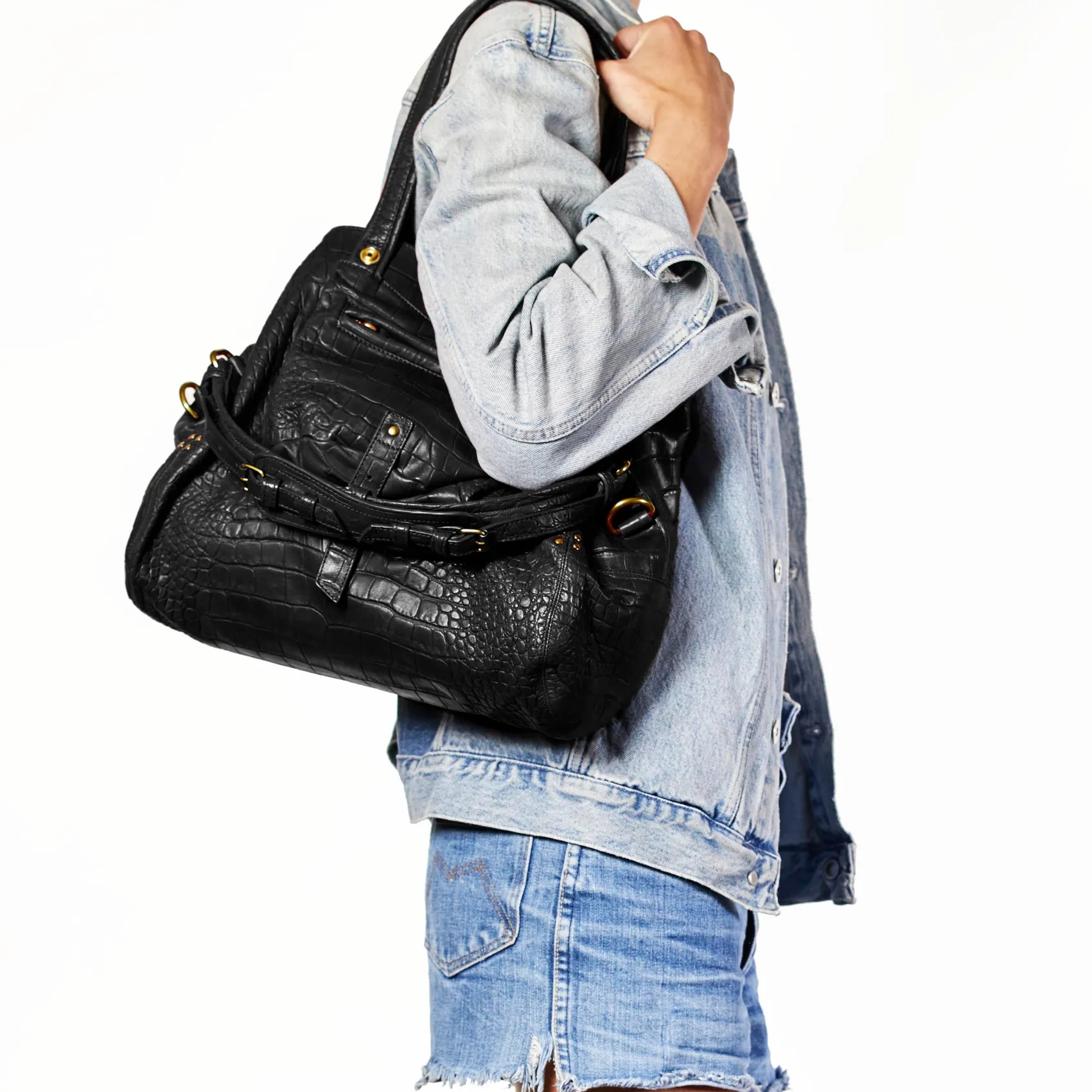 Jérôme Dreyfuss Billy M CrocoNoirCowskin Cheap