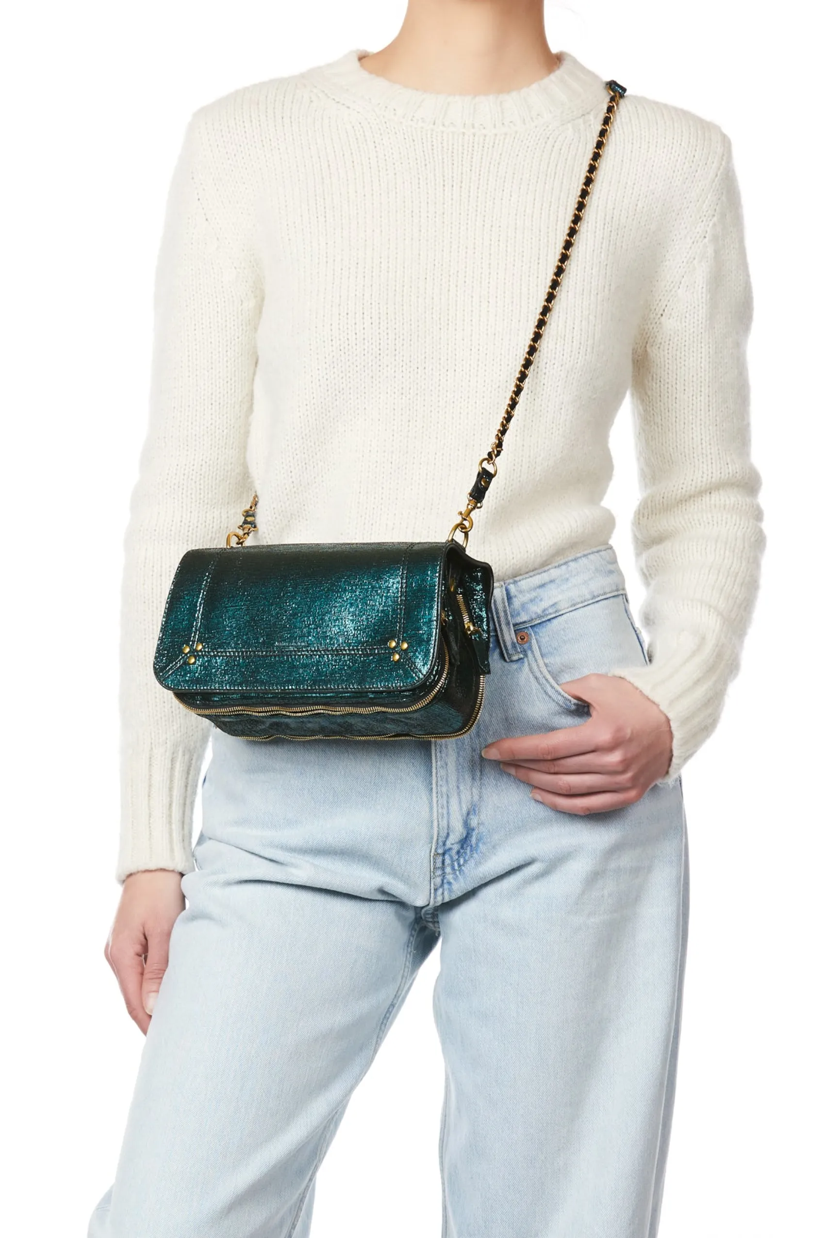 Jérôme Dreyfuss Bobi LaméVertGoatskin Discount