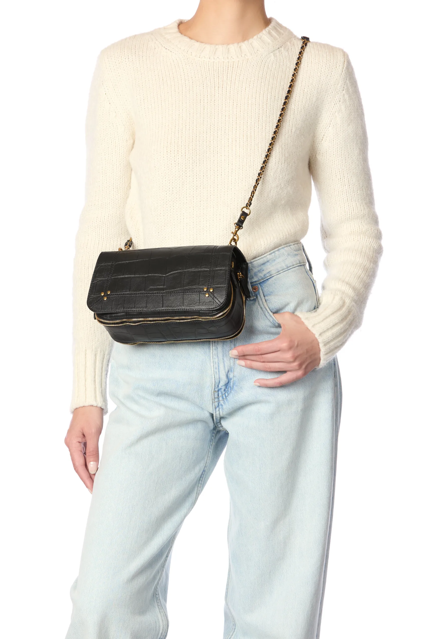 Jérôme Dreyfuss Bobi ImpriméCrocoNoirCowskin Cheap