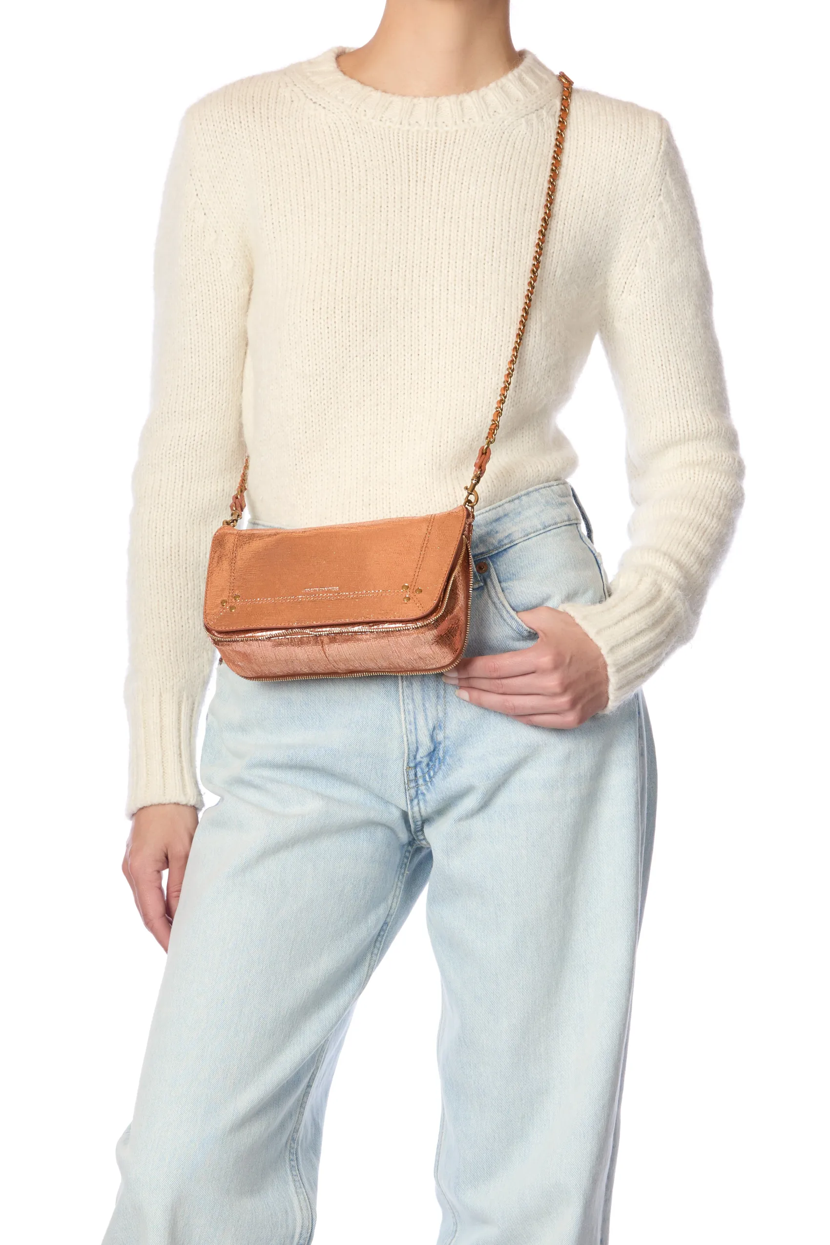 Jérôme Dreyfuss Bobi S LaméRoseGoldGoatskin New