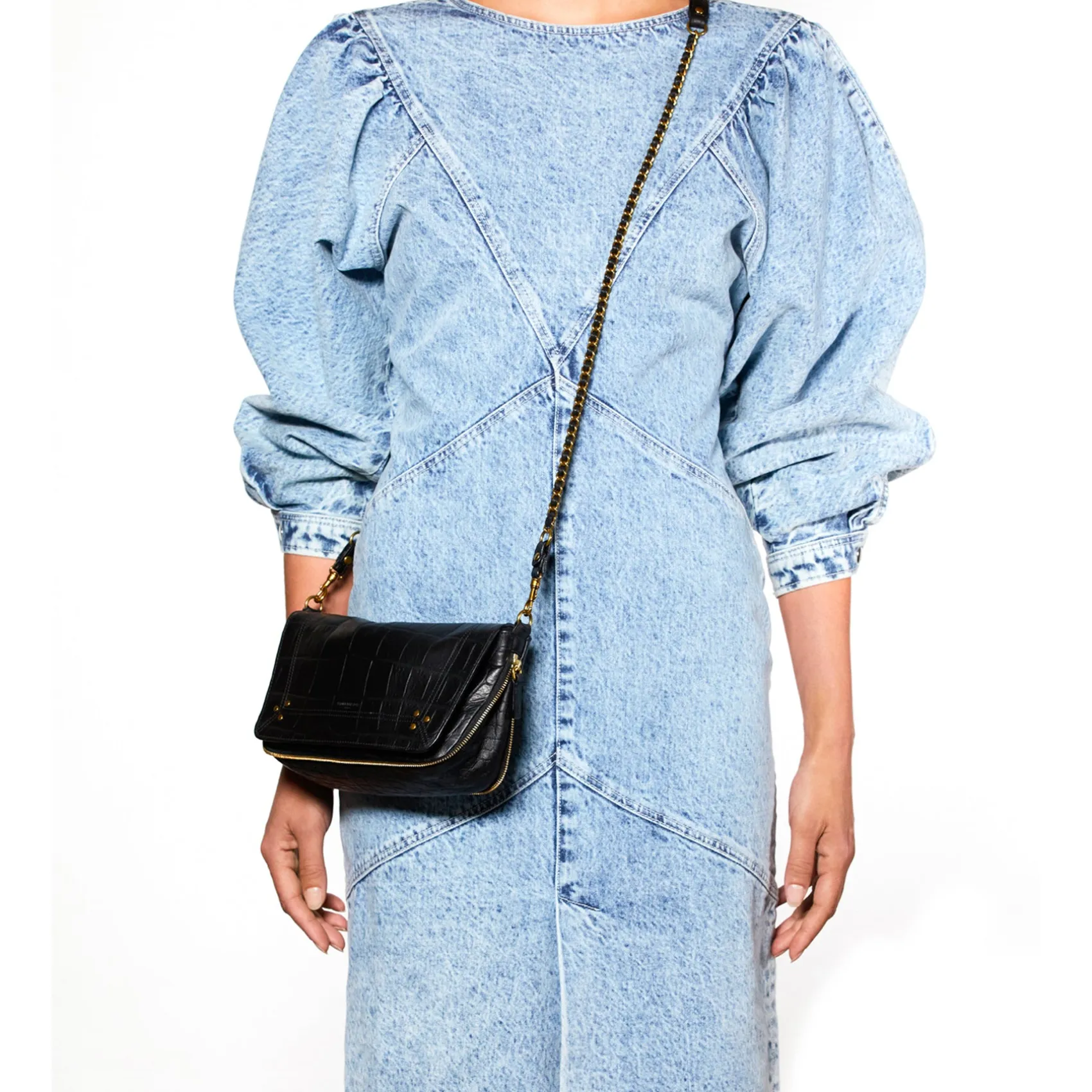 Jérôme Dreyfuss Bobi S ImpriméCrocoNoirCowskin Outlet