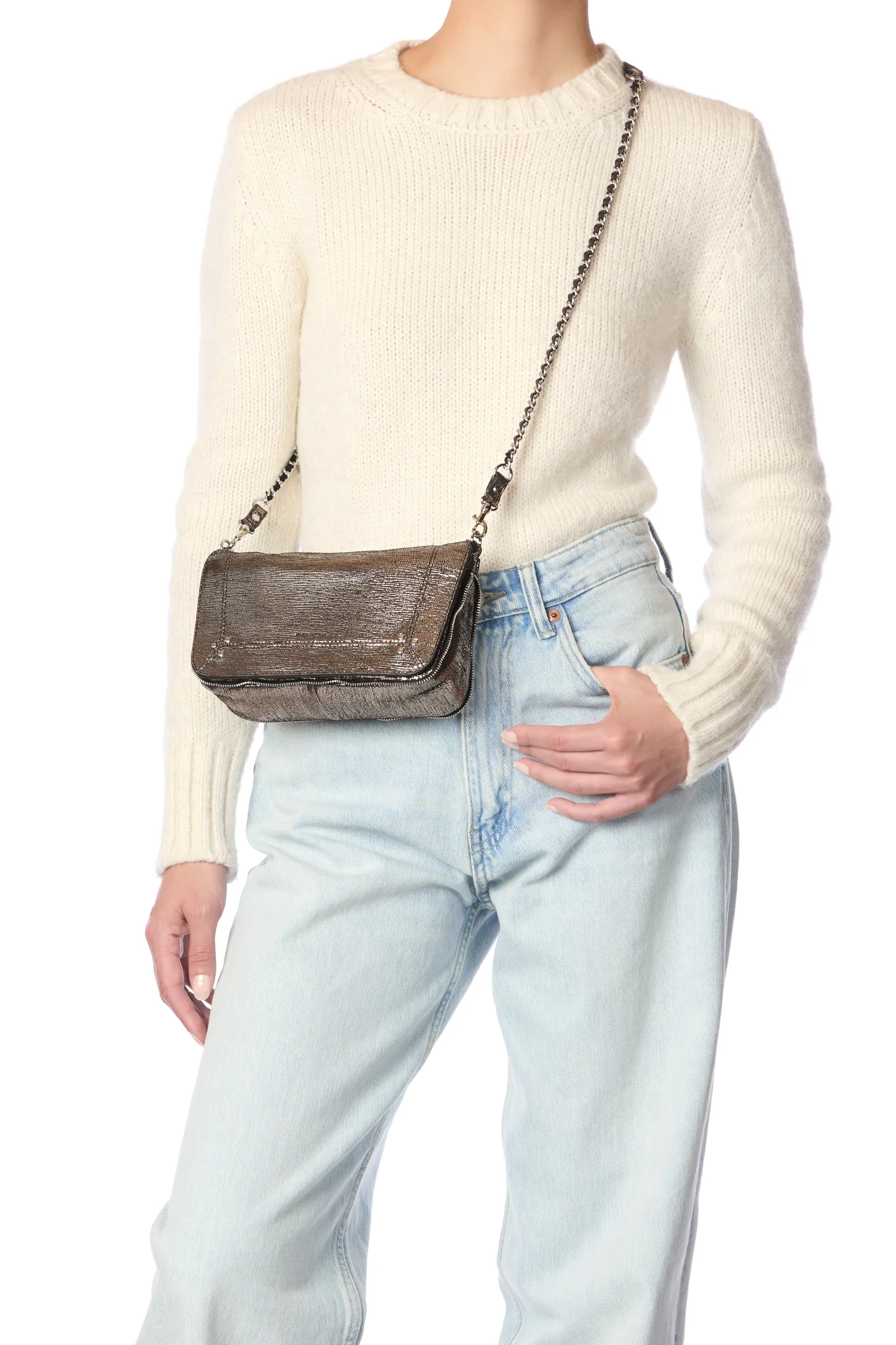 Jérôme Dreyfuss Bobi S LaméChampagneGoatskin Best Sale