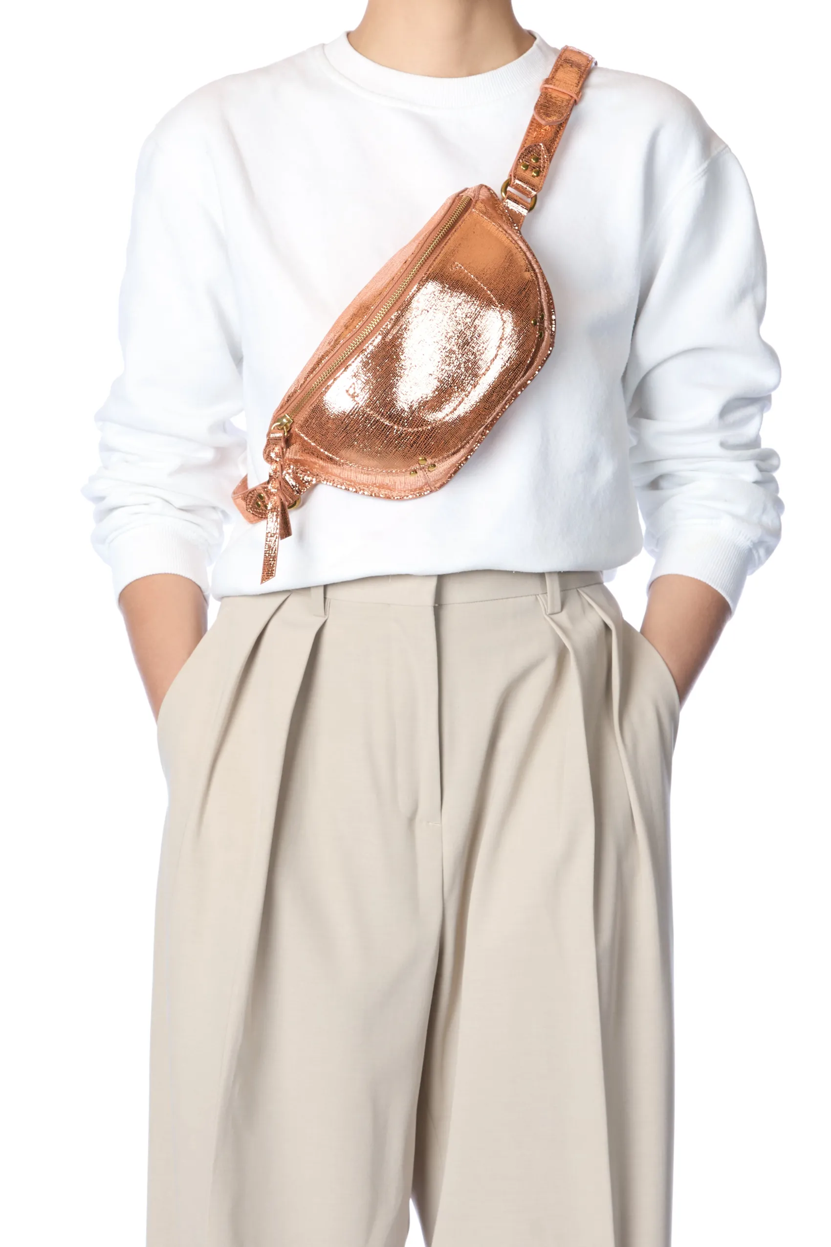 Jérôme Dreyfuss Lino banane LaméRoseGoldGoatskin Shop