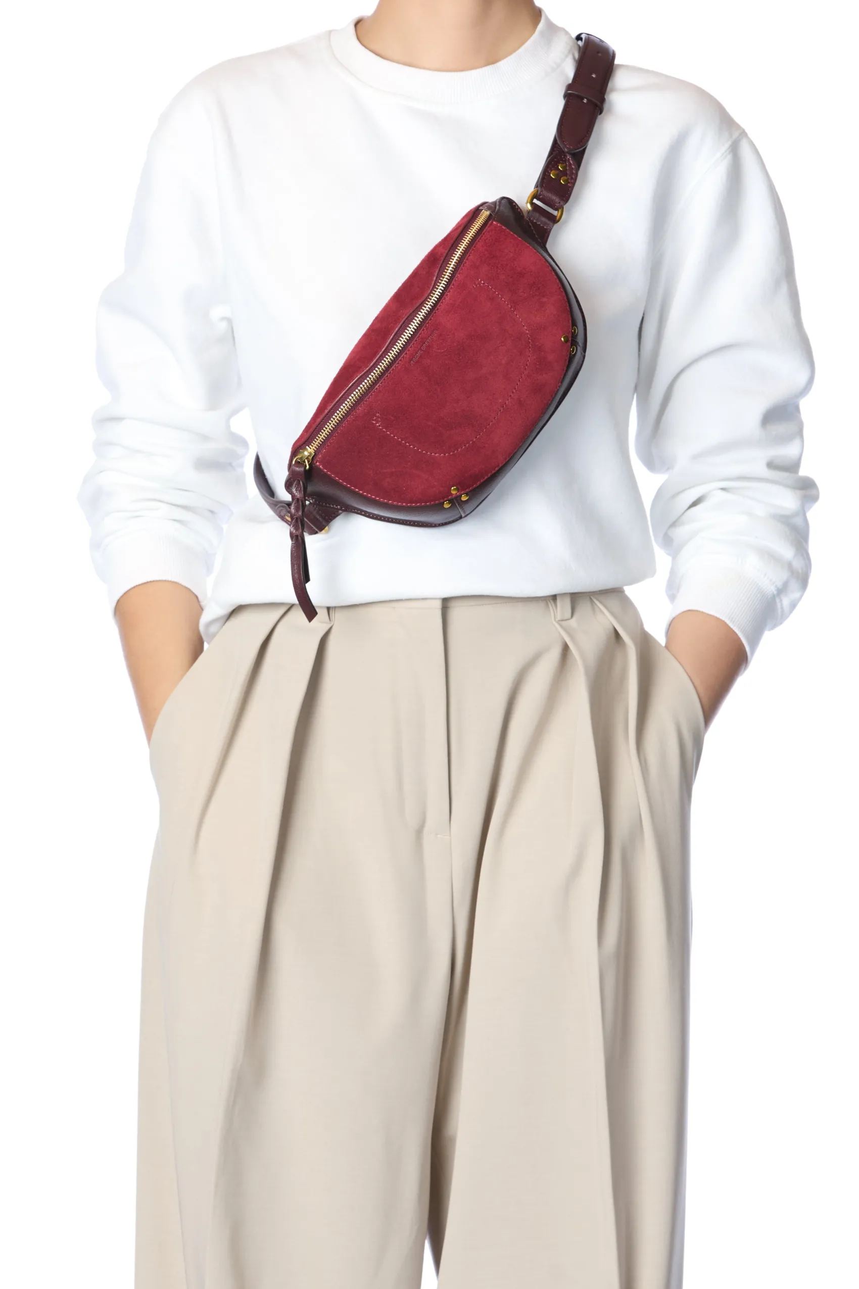 Jérôme Dreyfuss Lino banane BurgundySplitSuede Online