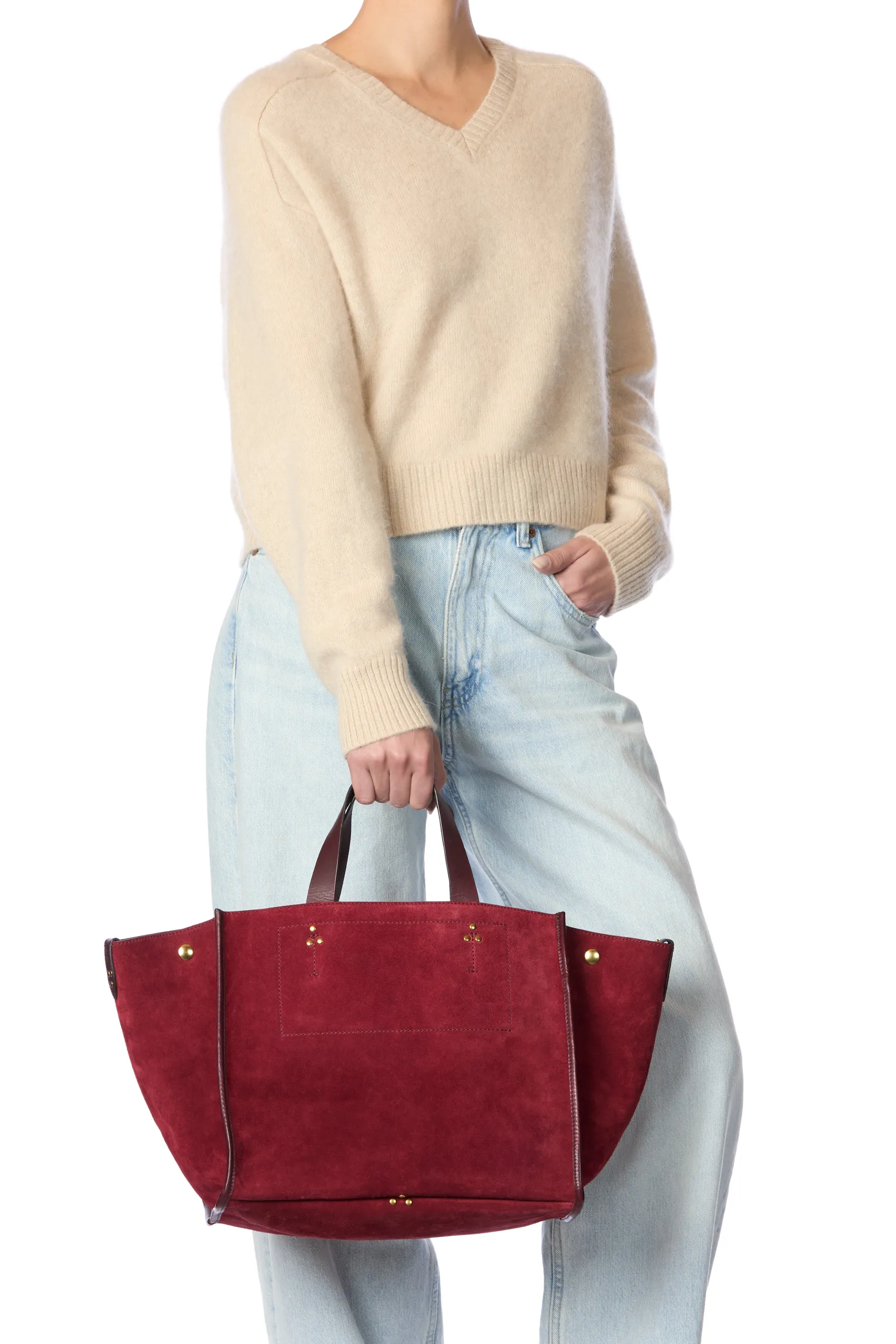 Jérôme Dreyfuss Léon M BurgundySplitSuede Online