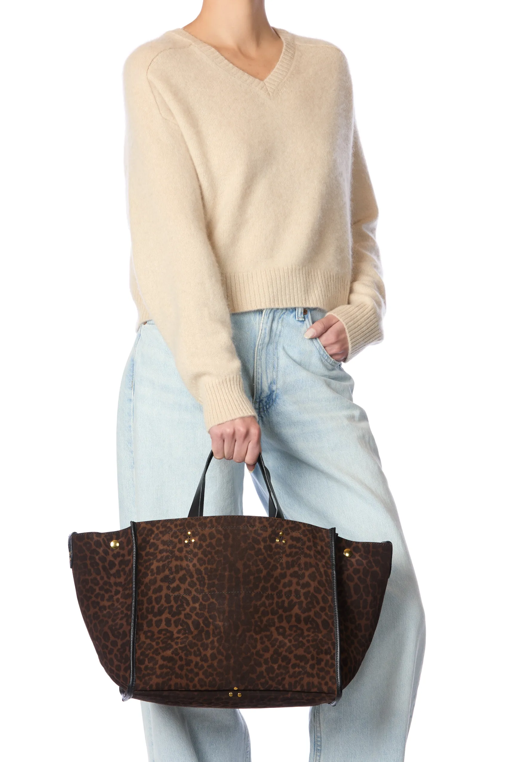 Jérôme Dreyfuss Léon M ImpriméLéopardNaturelSplitSuede Best Sale