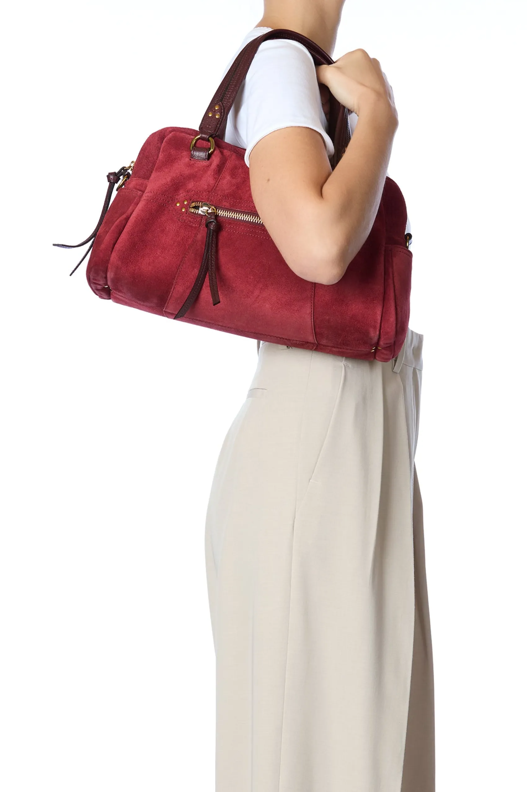 Jérôme Dreyfuss Lucky Bowling BurgundySplitSuede Best Sale