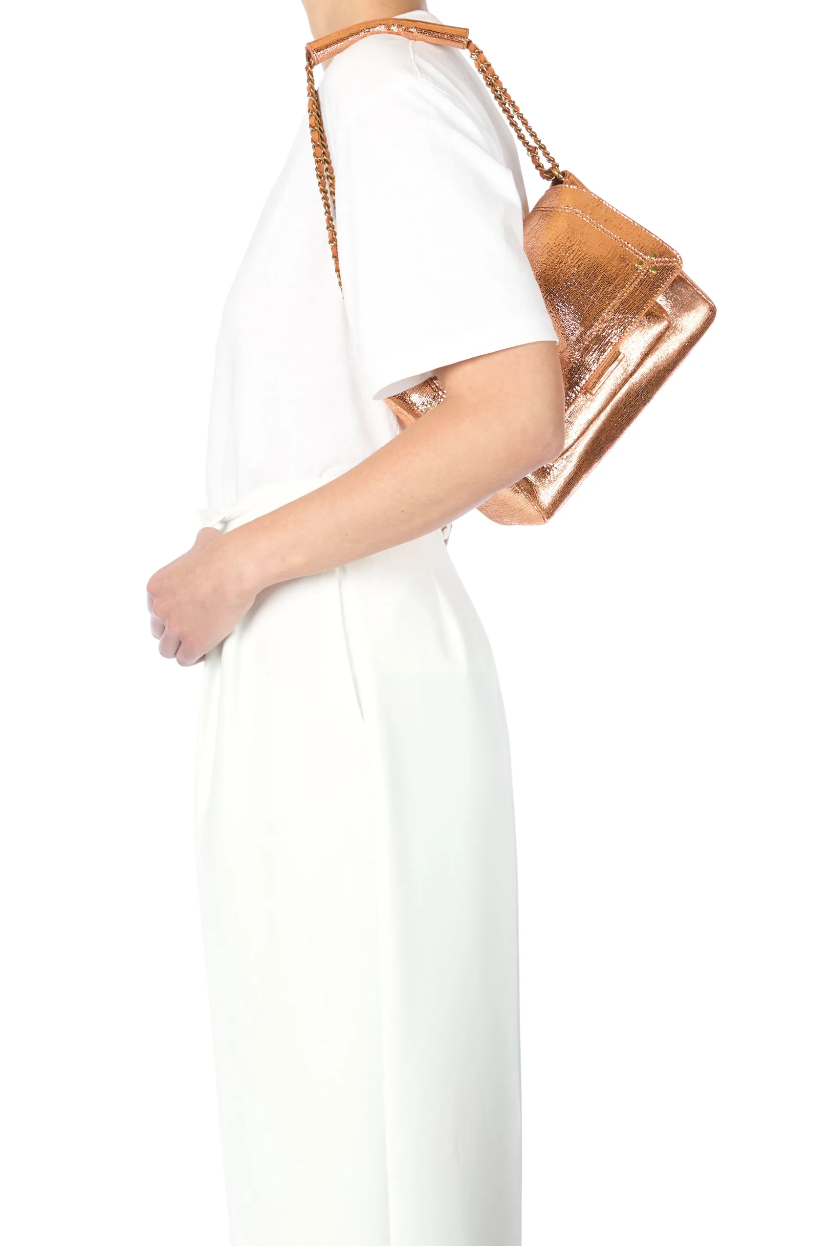 Jérôme Dreyfuss Lulu M LaméRoseGoldGoatskin Outlet