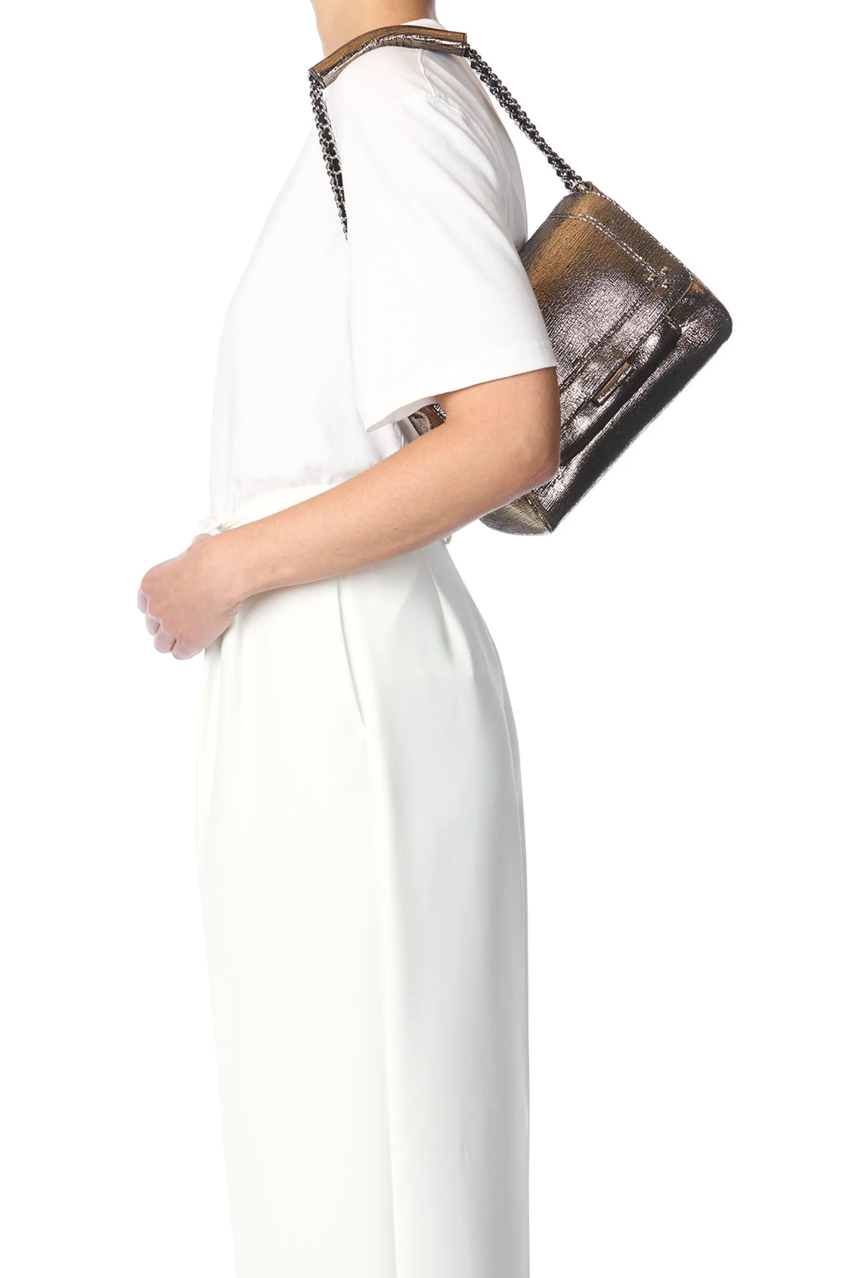 Jérôme Dreyfuss Lulu M LaméChampagneGoatskin Shop