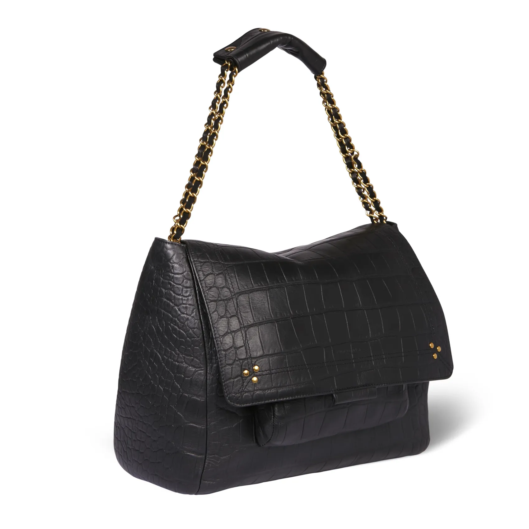 Jérôme Dreyfuss Lulu XL CrocoNoirCowskin Fashion