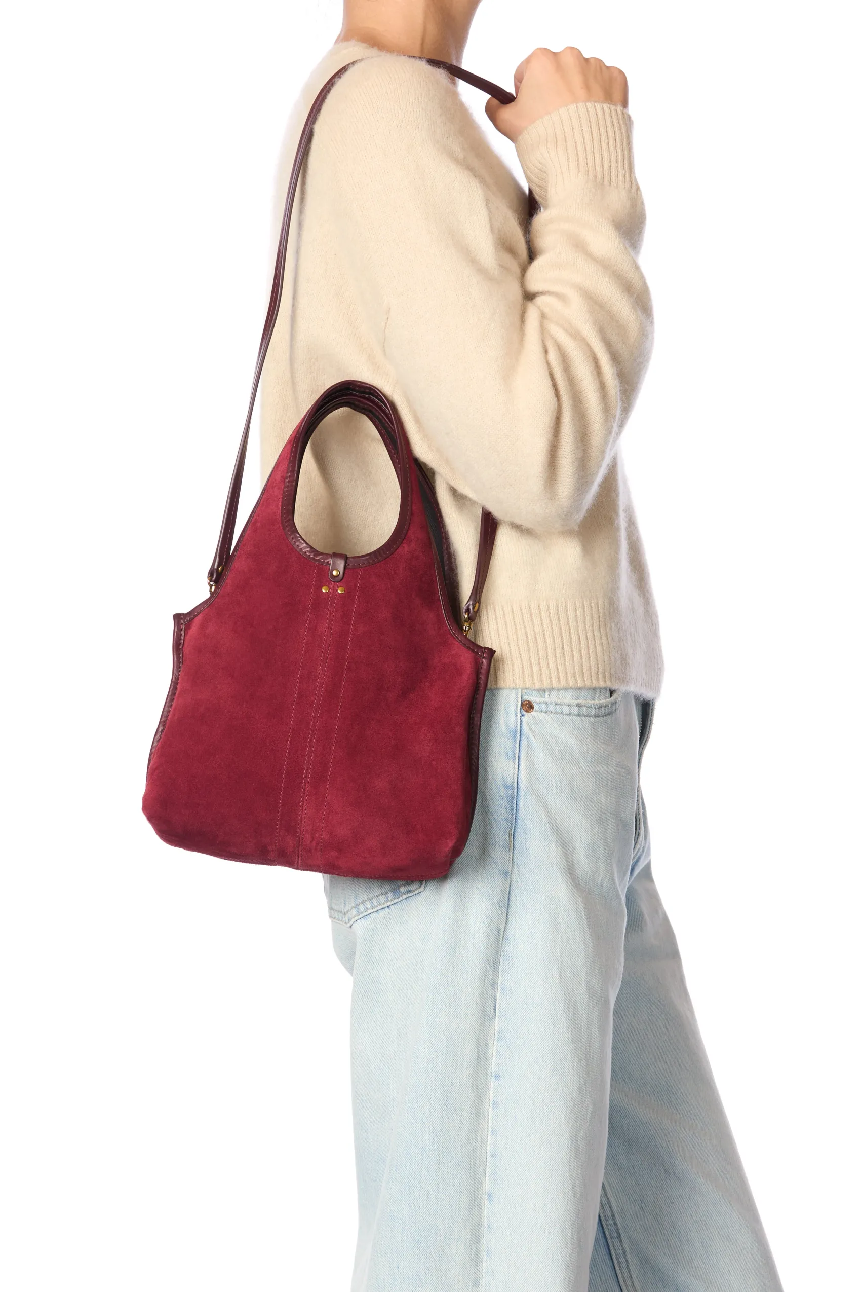 Jérôme Dreyfuss Paco S BurgundySplitSuede Flash Sale