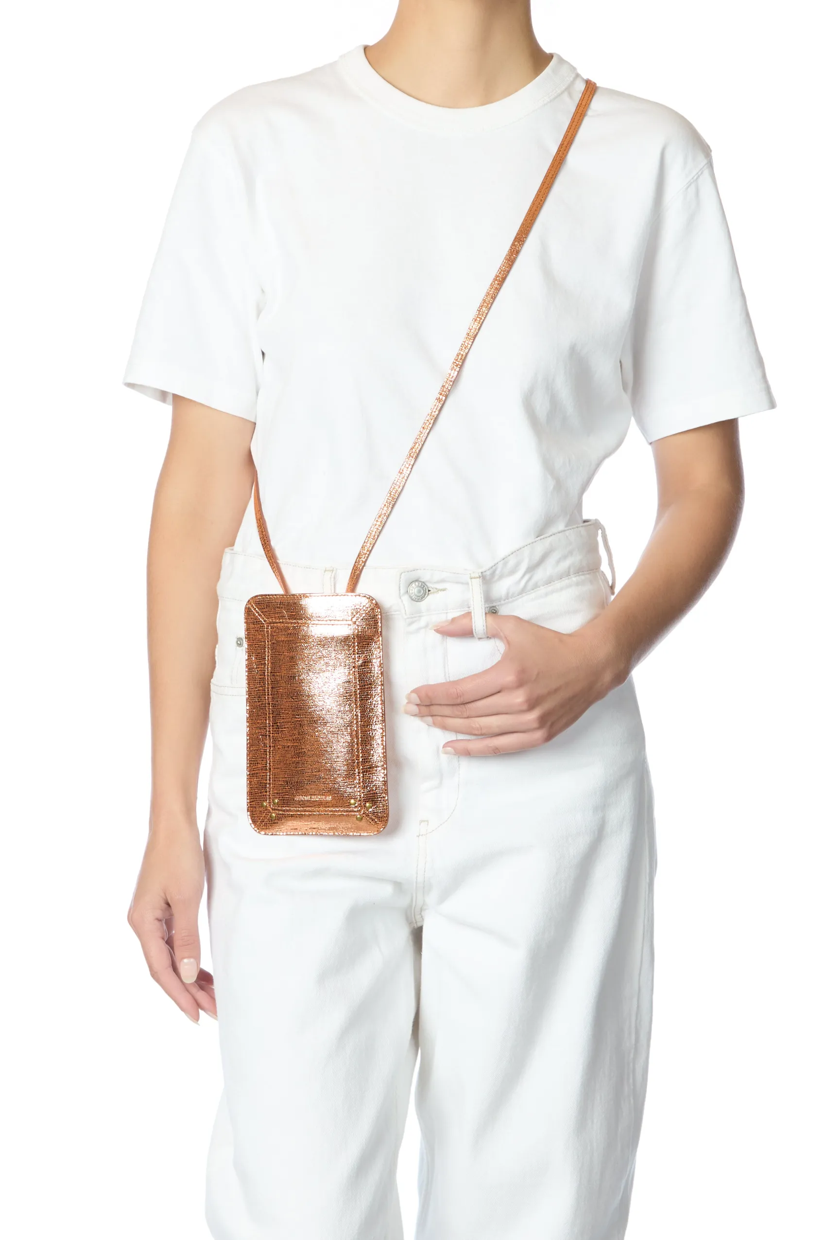 Jérôme Dreyfuss Porte Mobile LaméRoseGoldGoatskin Outlet