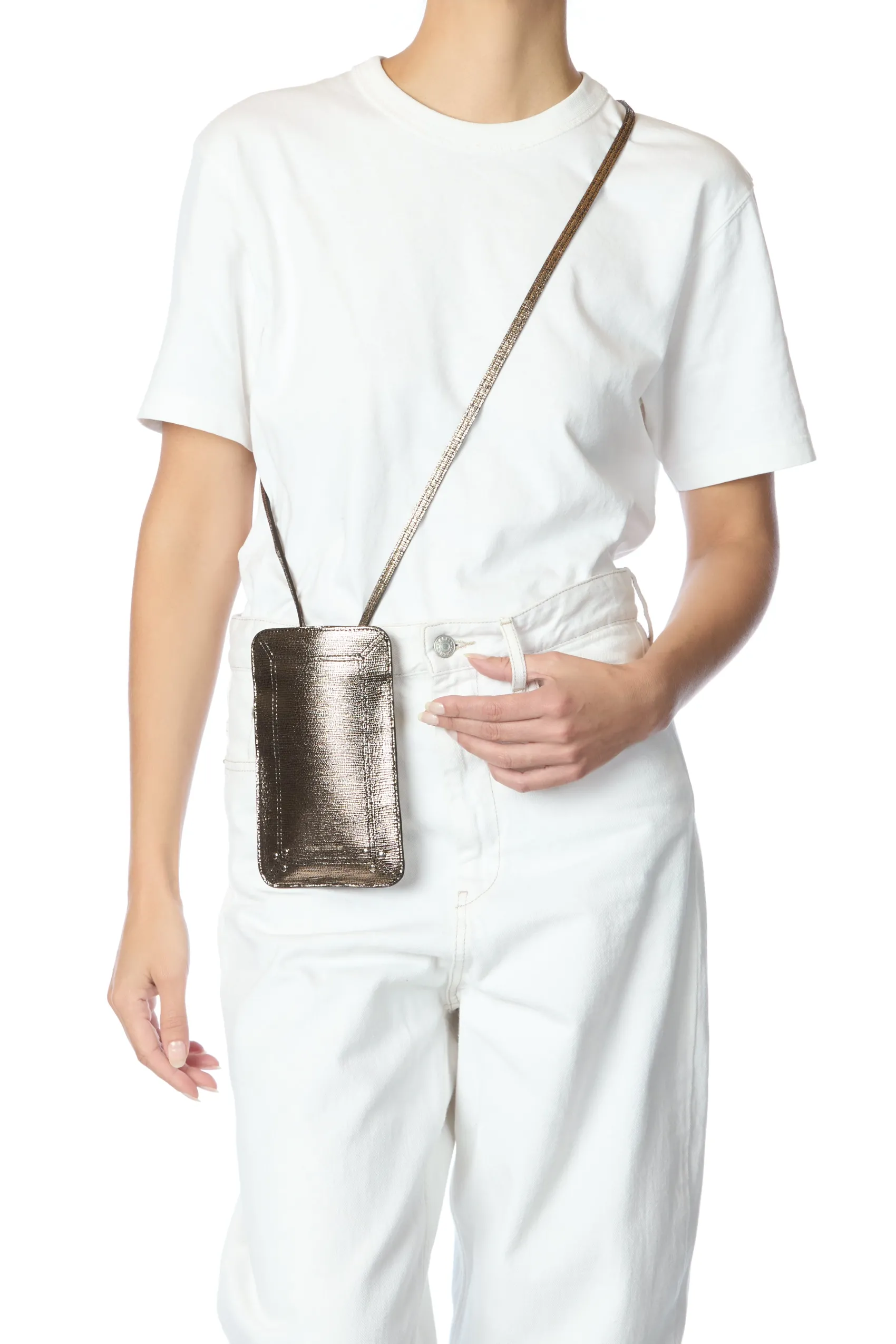 Jérôme Dreyfuss Porte Mobile LaméChampagneGoatskin Outlet