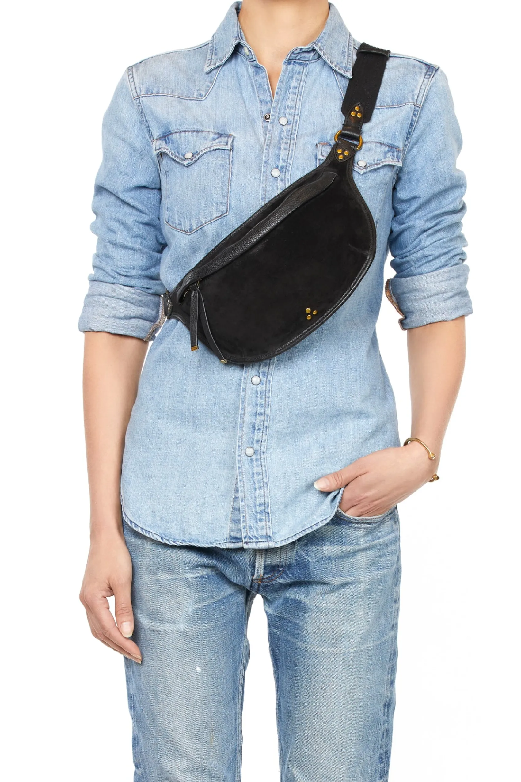 Jérôme Dreyfuss Stan Banane NoirSplitSuede Sale