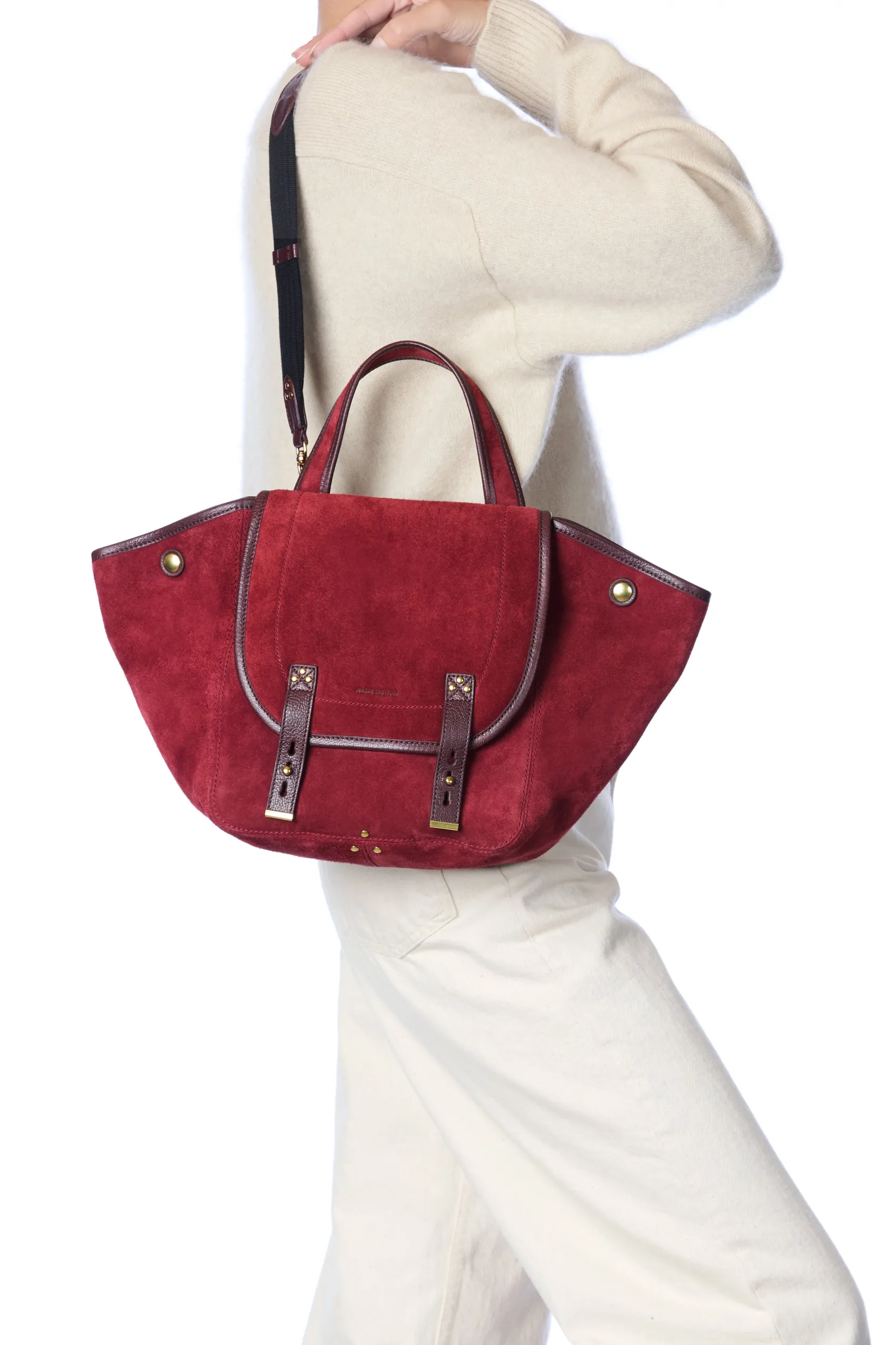 Jérôme Dreyfuss Stan Panier M BurgundySplitSuede Flash Sale
