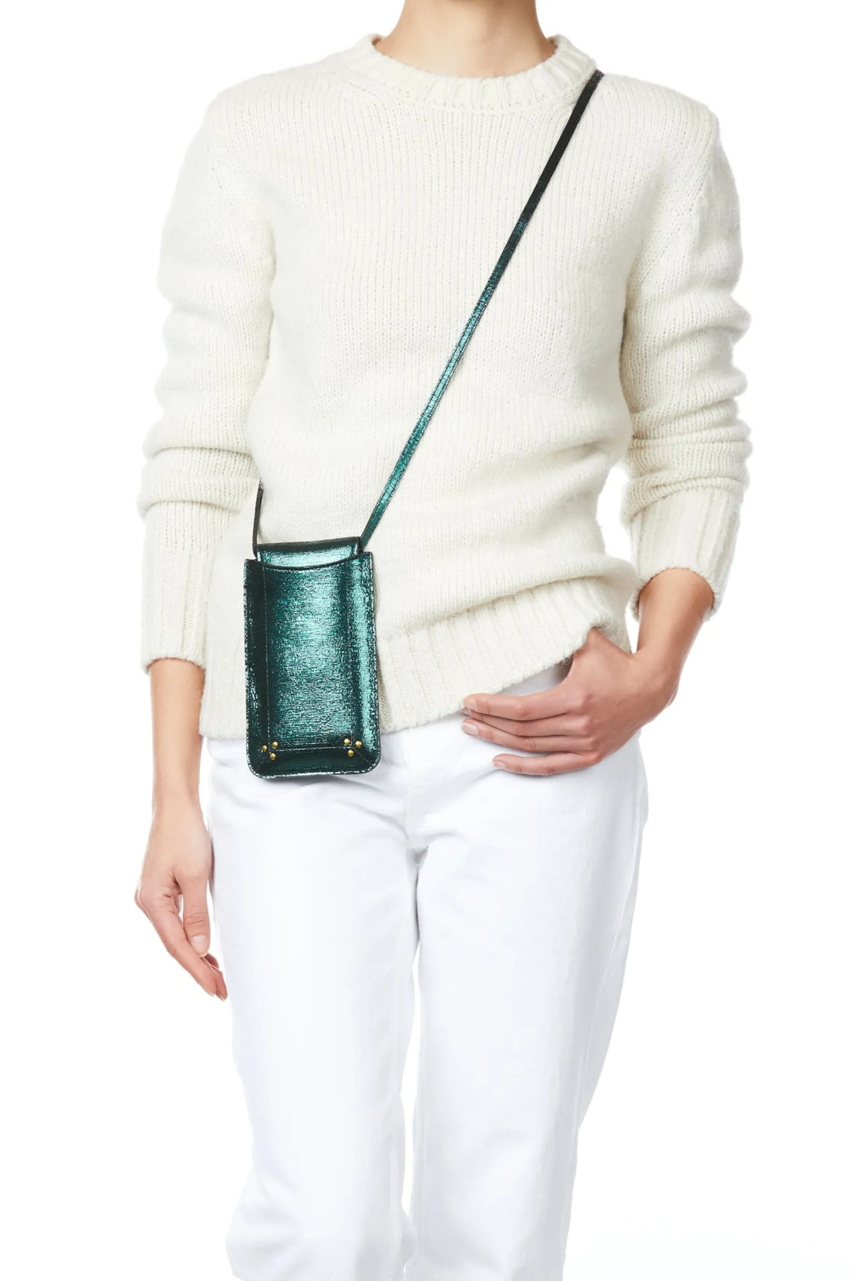 Jérôme Dreyfuss Étui mobile LaméVertGoatskin Flash Sale